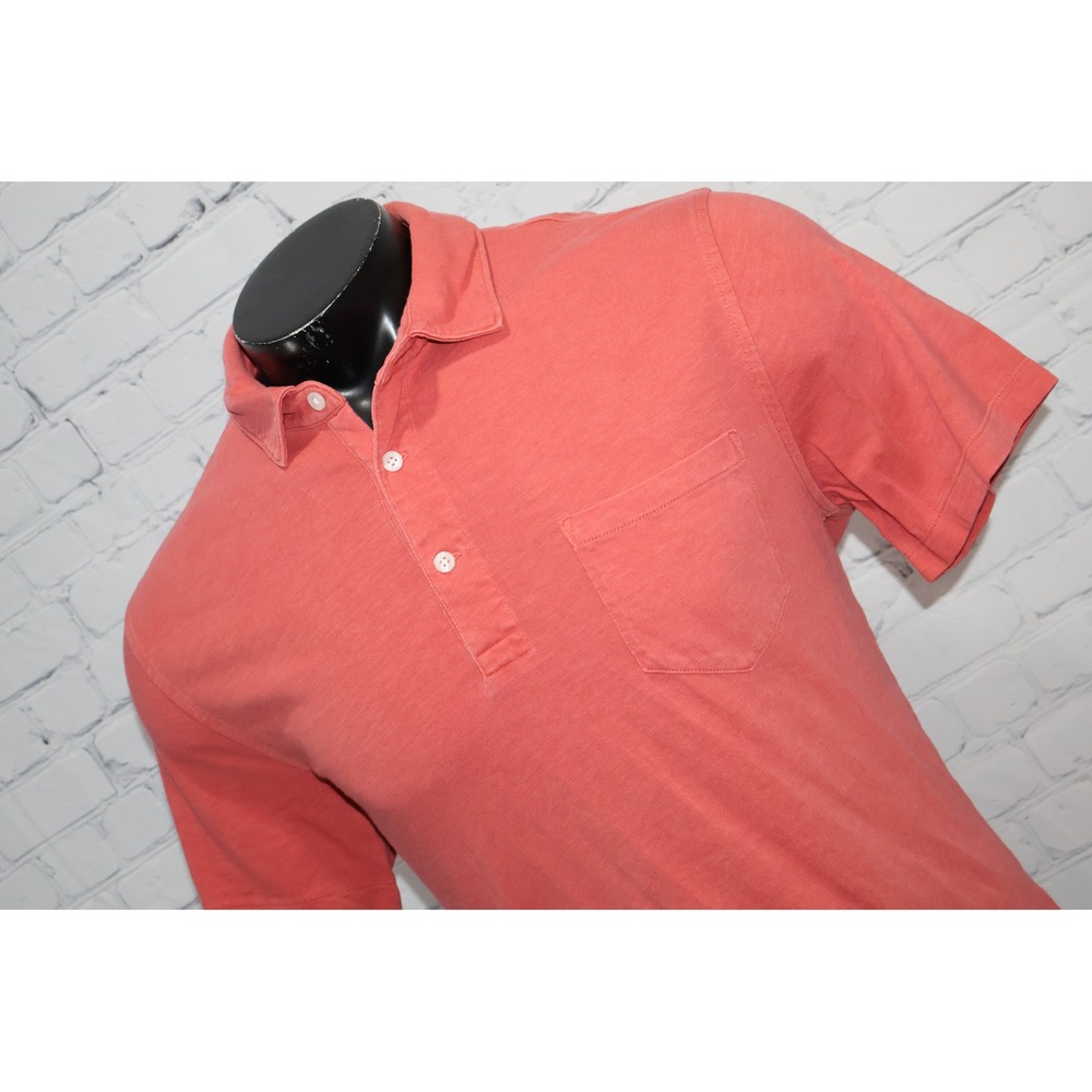 J.Crew Polo Shirt Mens Large Pink Garment-Dyed Slub Cotton Knit Short Sleeve